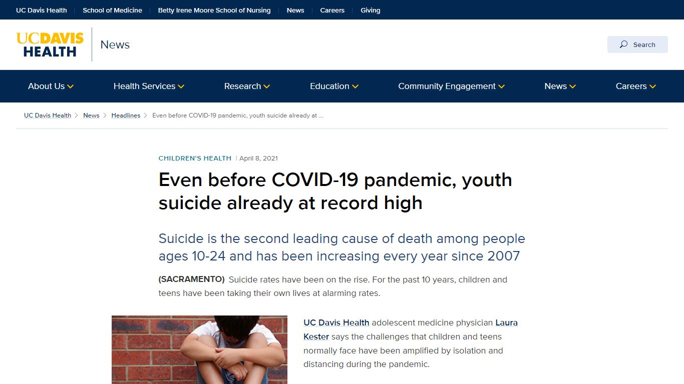 Even before COVID-19 pandemic, youth ... - UC Davis Health